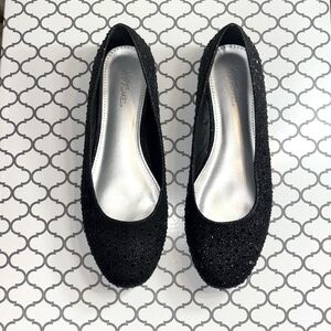 HOTCakes black rhinestone flats. Size 10W. Like new!